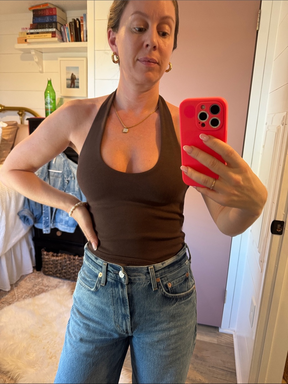 Zara Brown Halter Tank Top